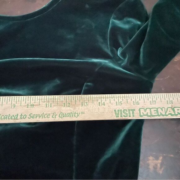 Vintage 70s Scott McClintock Velvet Belted‎ Long Sleeve Cocktail Dress Emerald 8 - Picture 8 of 10